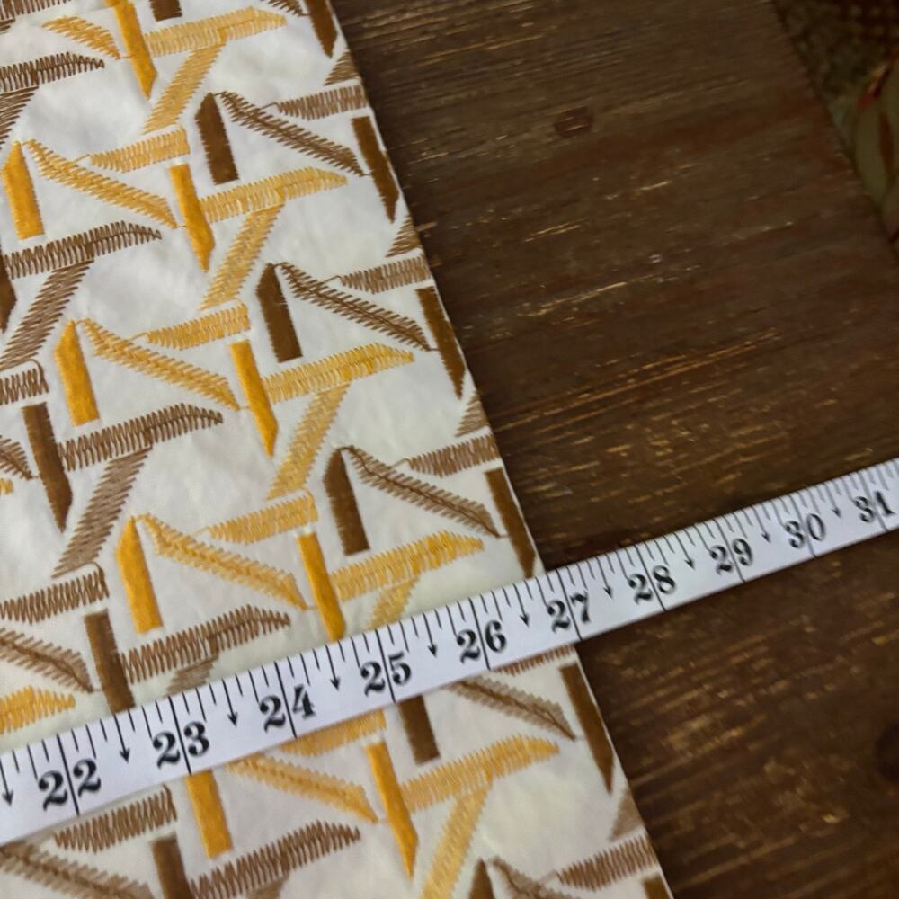 Tory Burch Geometric Embroidered Knee Length Skirt 6 Yellow Cotton Faux Wrap - Picture 8 of 12